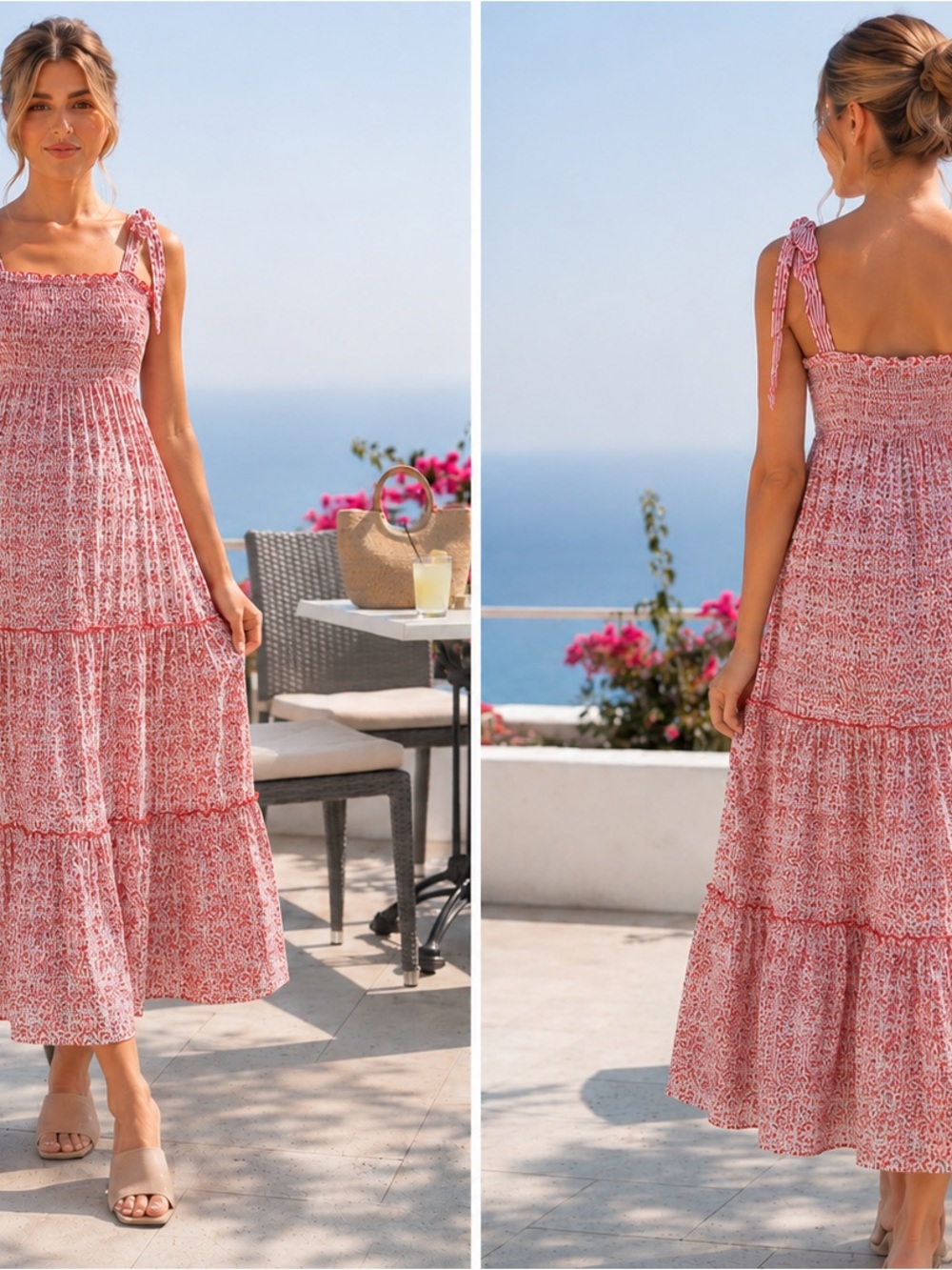 Lisa Marie Fernandez for Target Red White Stripe Tie Strap Maxi Dress XXS